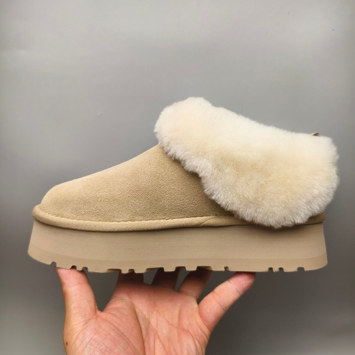1393 Sand Suede-Look Platform Slip-On Shoes