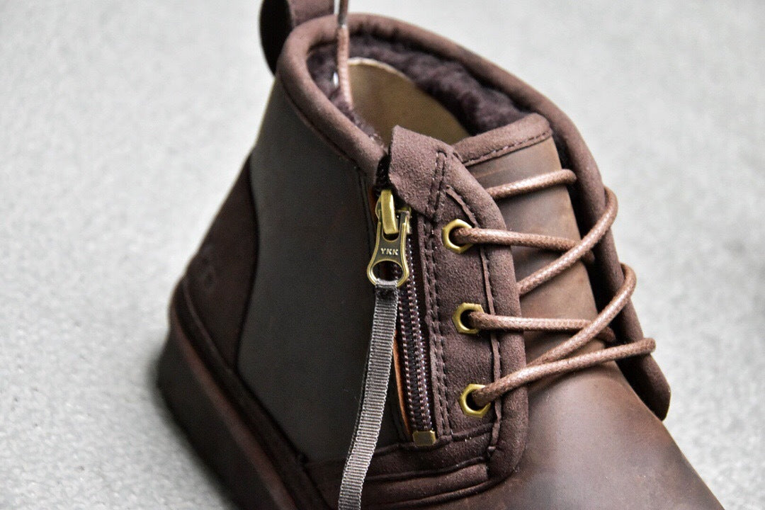 3883 Men's Crazy Horse Leather Zip-Up Shoes