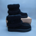 5410 Black Curly-Texture Large-Logo Mid-Top Boots