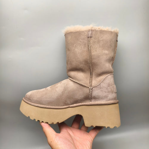 1533 Women's Walnut Brown Platform Wedge Mid-Calf Boots