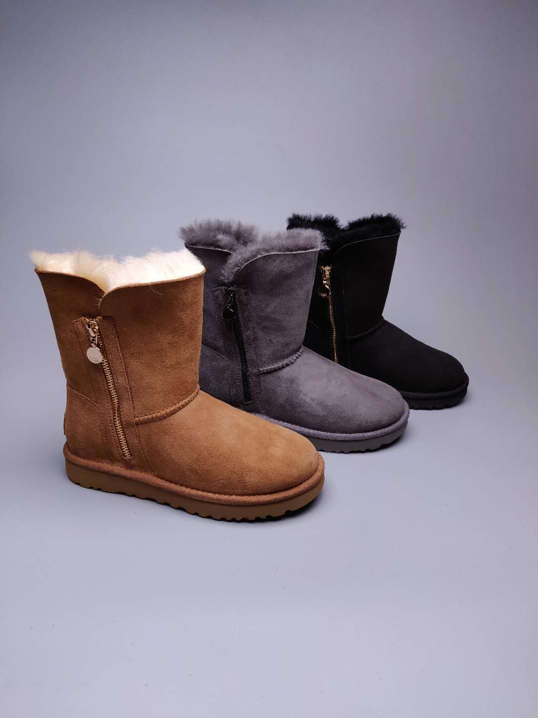 2480 Black Side-Zip Mid-Calf Boots