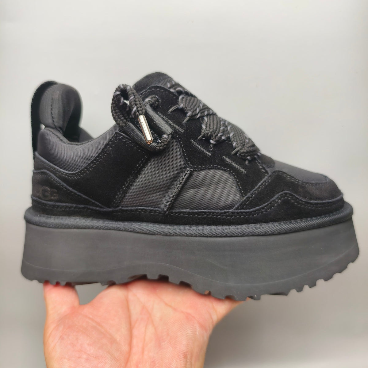 1541 Black Chunky Platform Lace-Up Sneakers