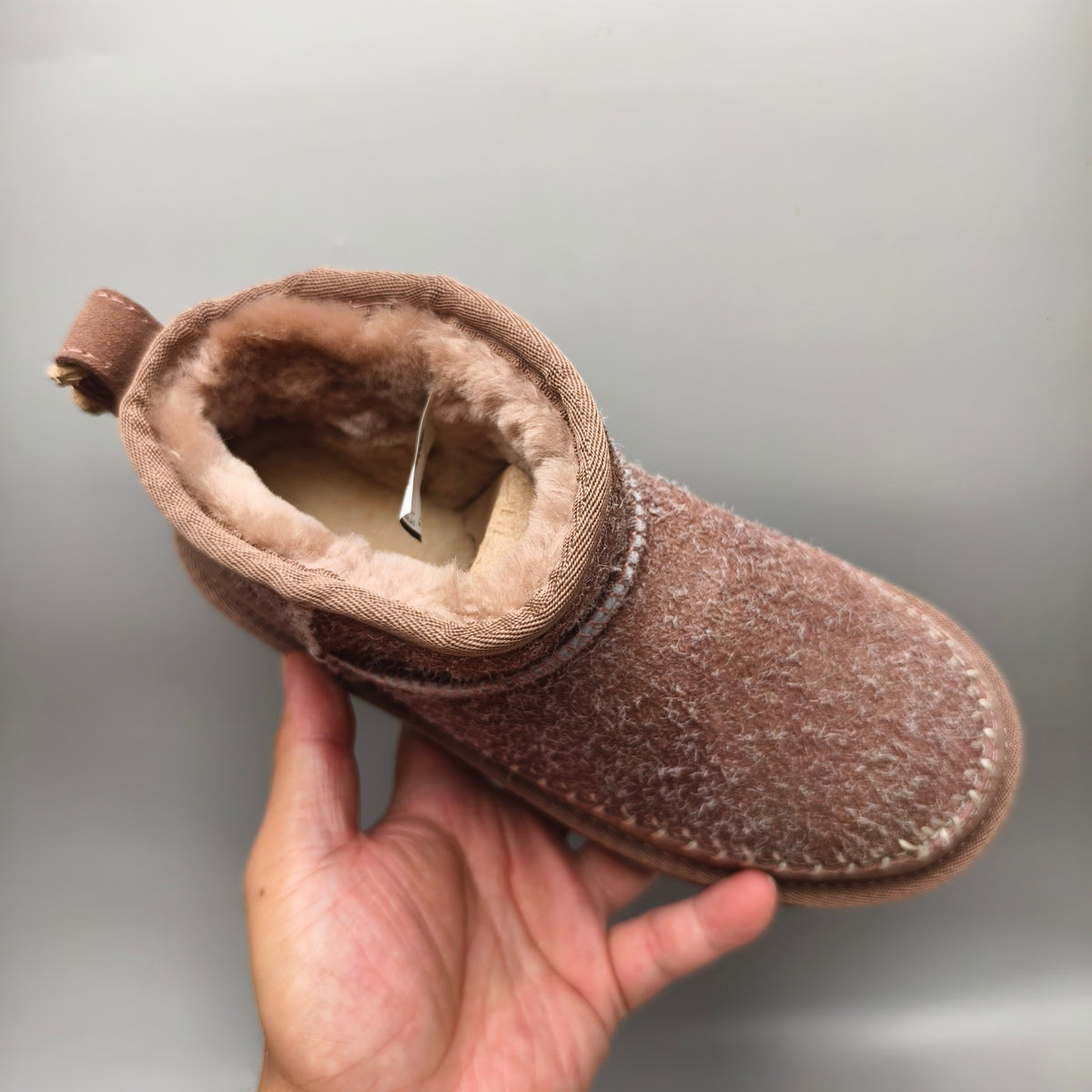1538 Brown Suede-Look Shoes with Back Strap