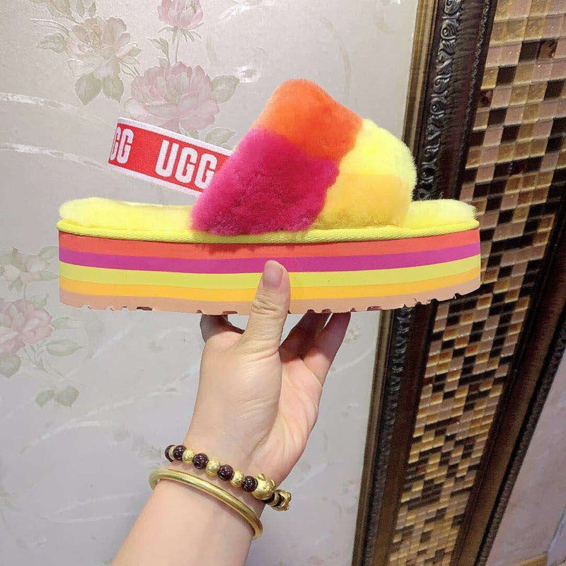 3490 Yellow Colorblock Platform Sandals