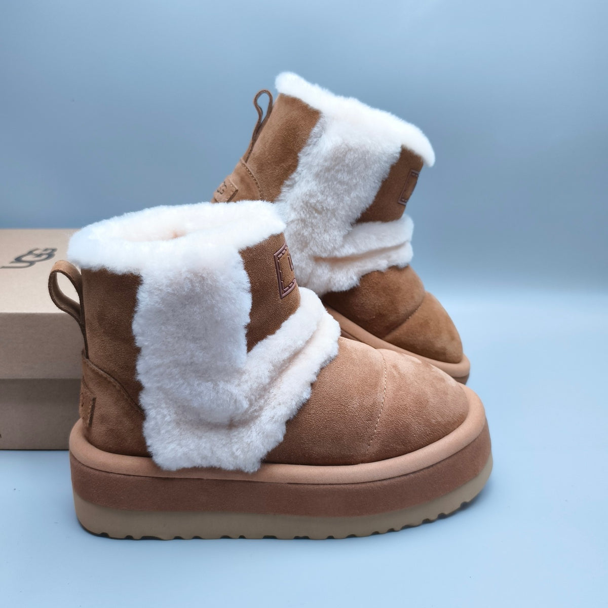 3316 Chestnut Caterpillar-Inspired Platform Mid-Top Casual Shoes