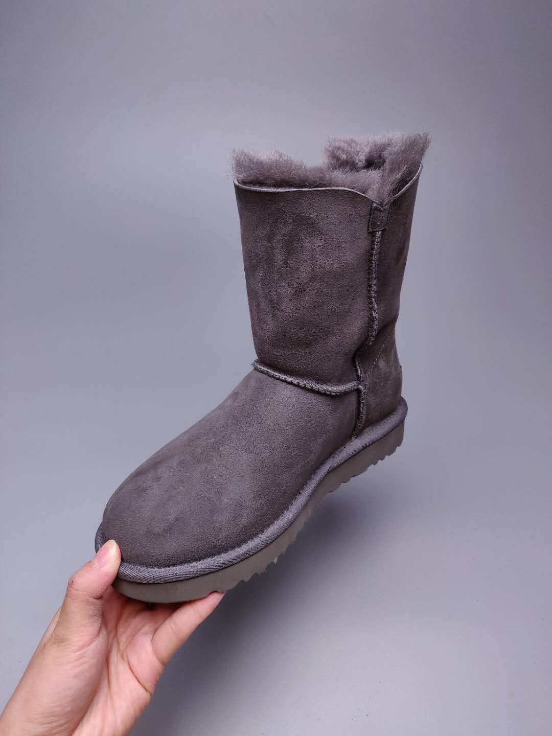 2480 Gray Side-Zip Mid-Calf Boots