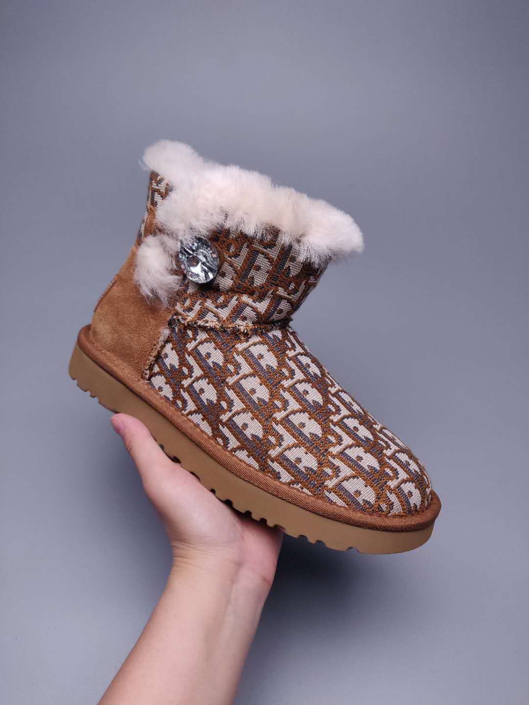 6554 Chestnut Fabric-Texture Shoes
