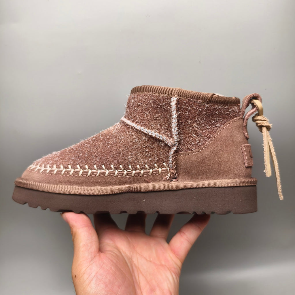 1538 Brown Suede-Look Shoes with Back Strap
