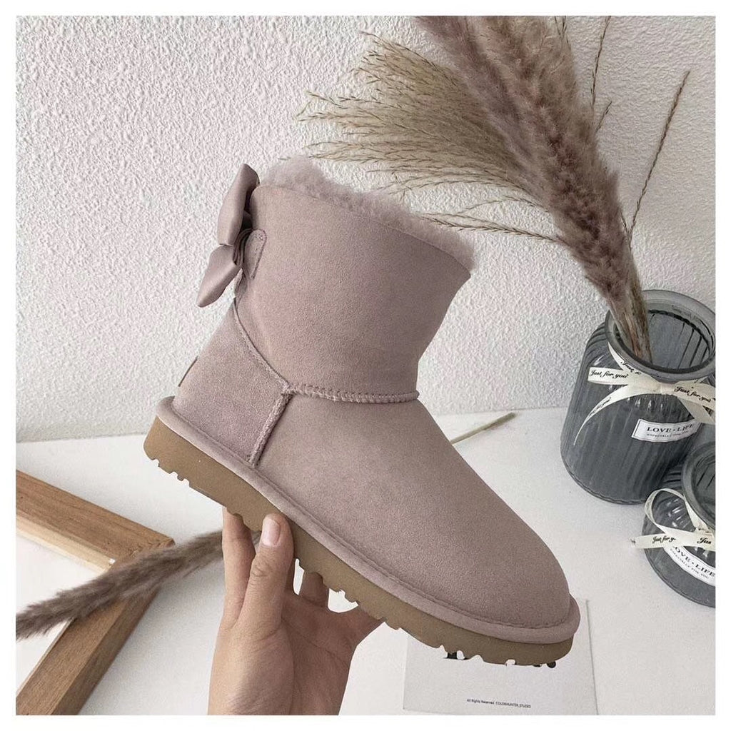 3130 Dusk Pink Bow-Detail Ankle Boots