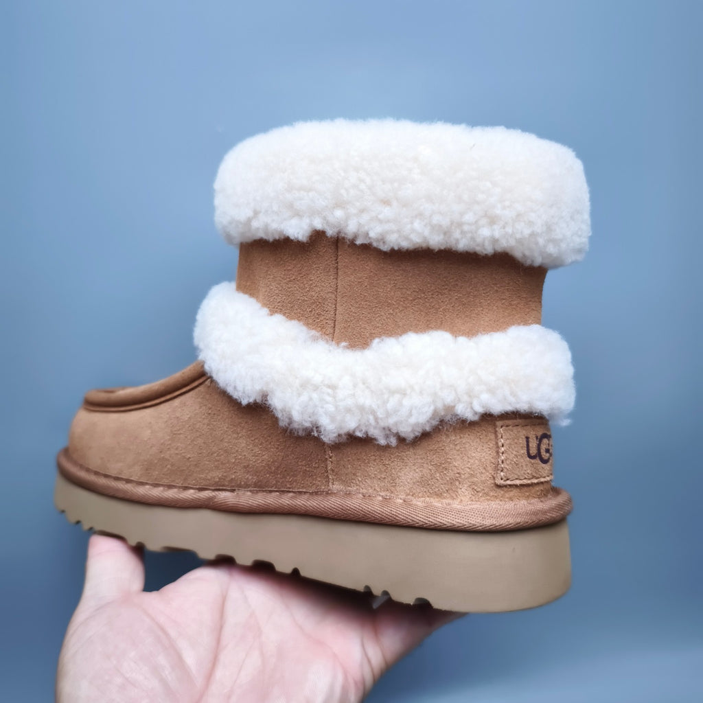 5410 Chestnut Curly-Texture Large-Logo Mid-Top Boots