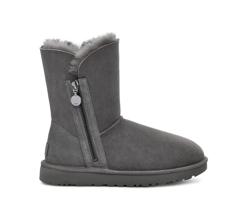 2480 Gray Side-Zip Mid-Calf Boots