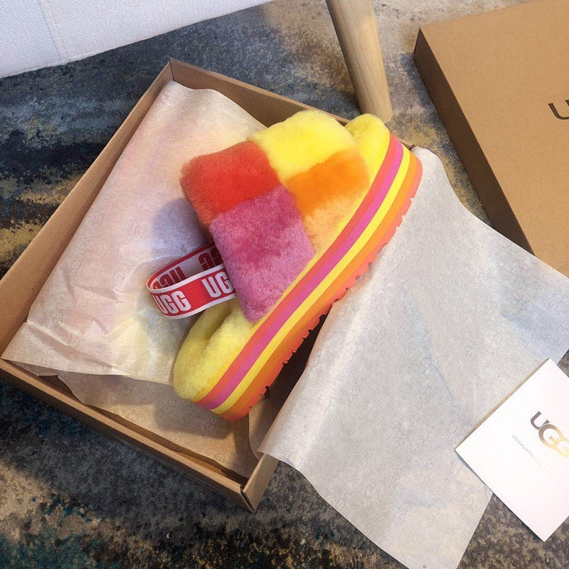 3490 Yellow Colorblock Platform Sandals