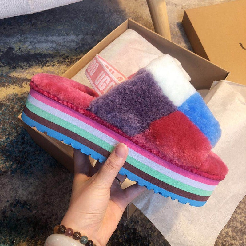 3490 Fuchsia Colorblock Platform Sandals