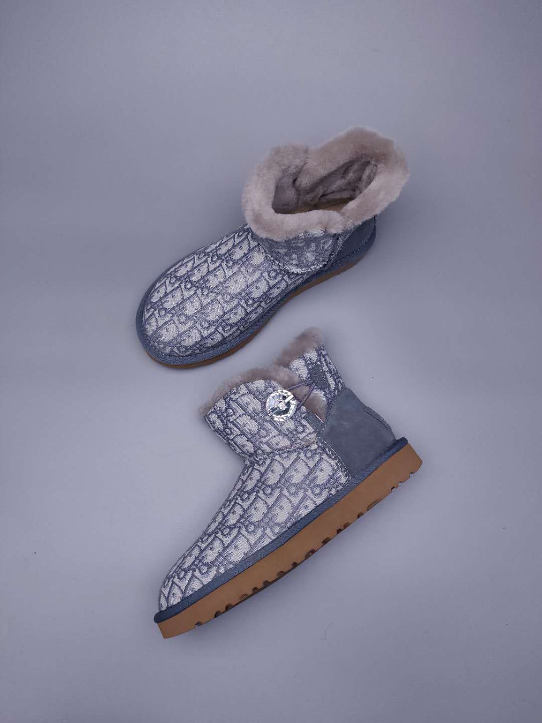 6554 Gray Fabric-Texture Shoes
