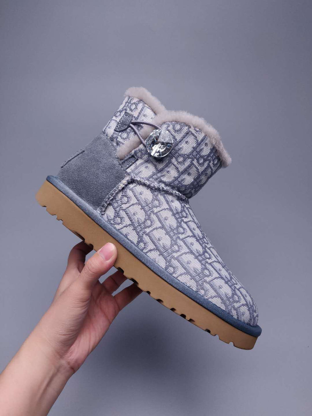 6554 Gray Fabric-Texture Shoes