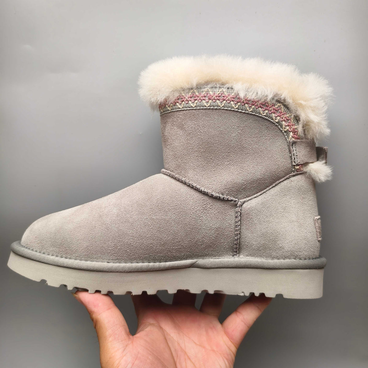4517 Gray Folk-Inspired Back-Strap Shoes
