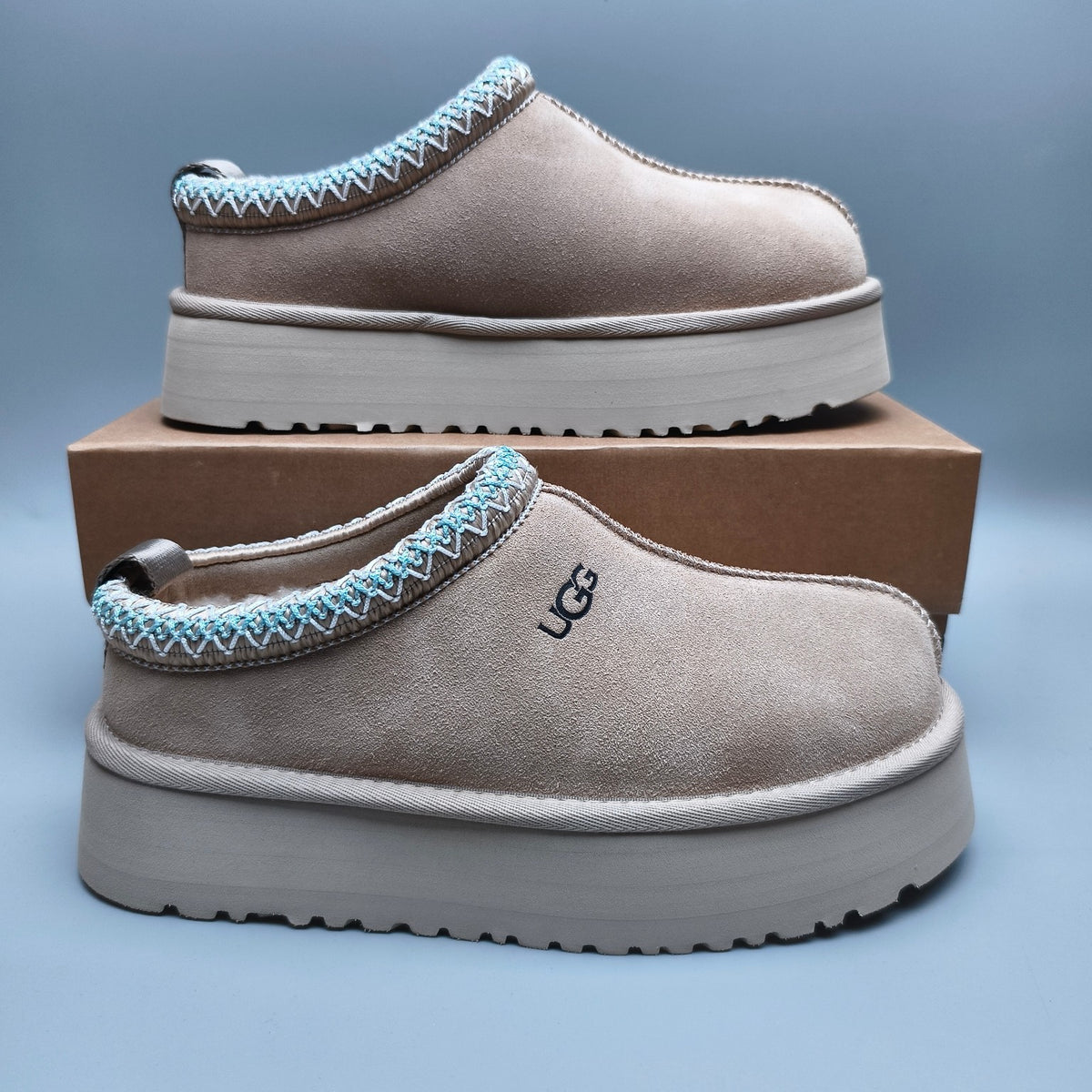 2553 / 2130 Beige Folk-Inspired Platform Casual Shoes