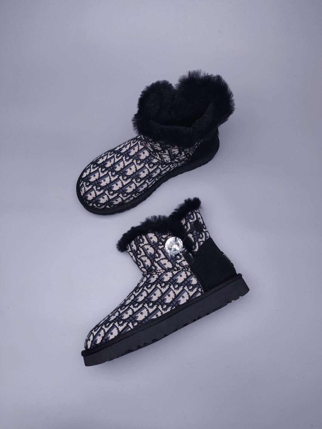 6554 Black Fabric-Texture Shoes
