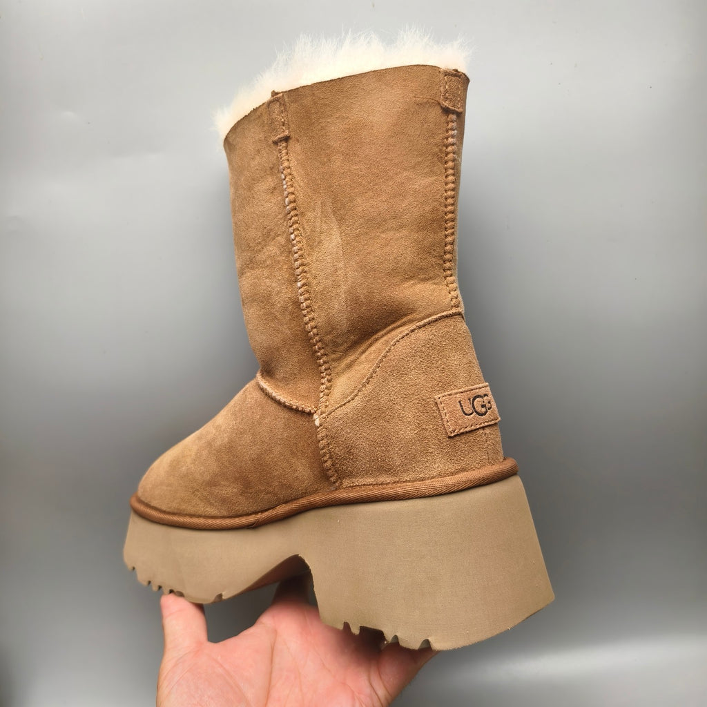1533 Women's Chestnut Platform Wedge Mid-Calf Boots