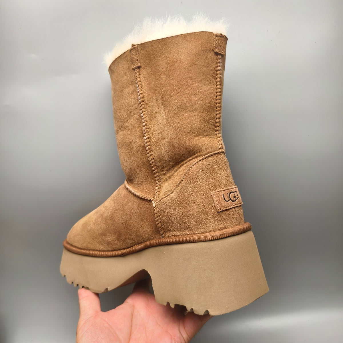1533 Women's Chestnut Platform Wedge Mid-Calf Boots