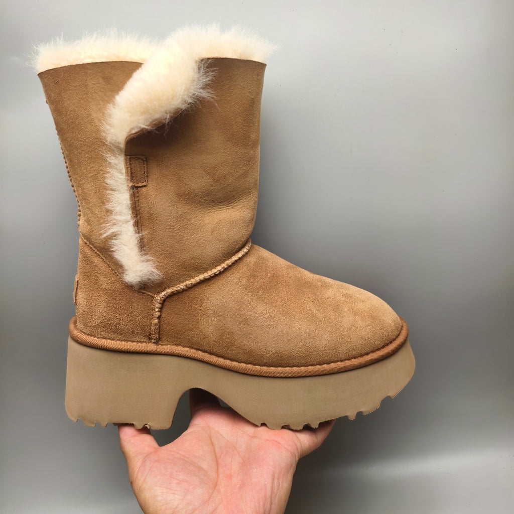 1533 Women's Chestnut Platform Wedge Mid-Calf Boots
