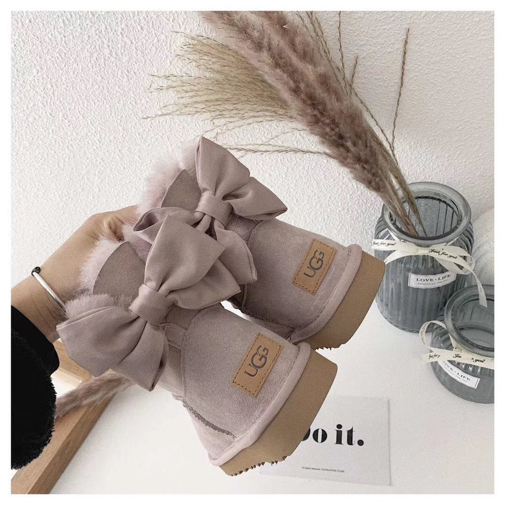 3130 Dusk Pink Bow-Detail Ankle Boots