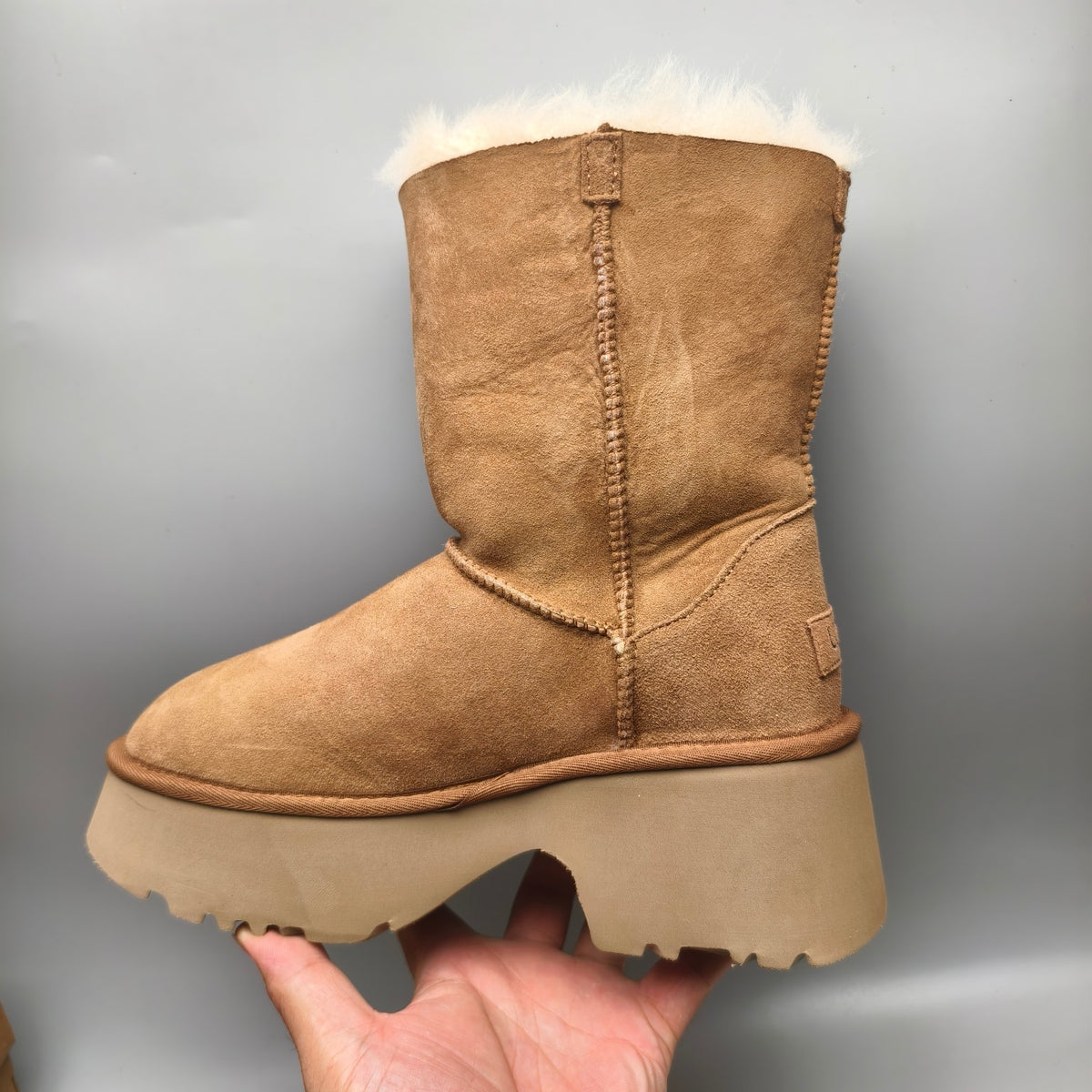 1533 Women's Chestnut Platform Wedge Mid-Calf Boots