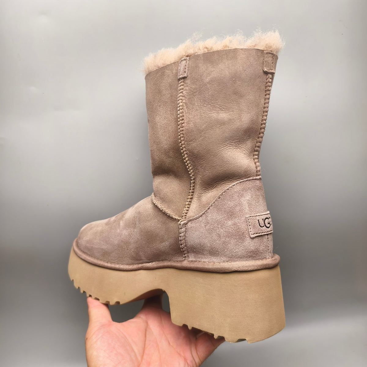 1533 Women's Walnut Brown Platform Wedge Mid-Calf Boots