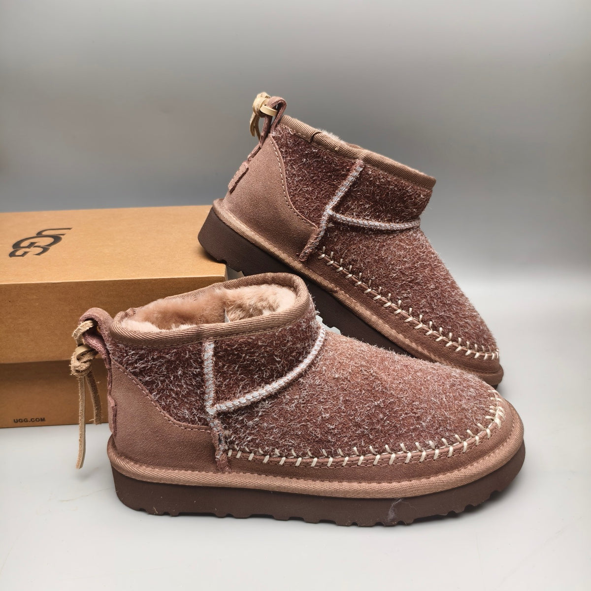 1538 Brown Suede-Look Shoes with Back Strap