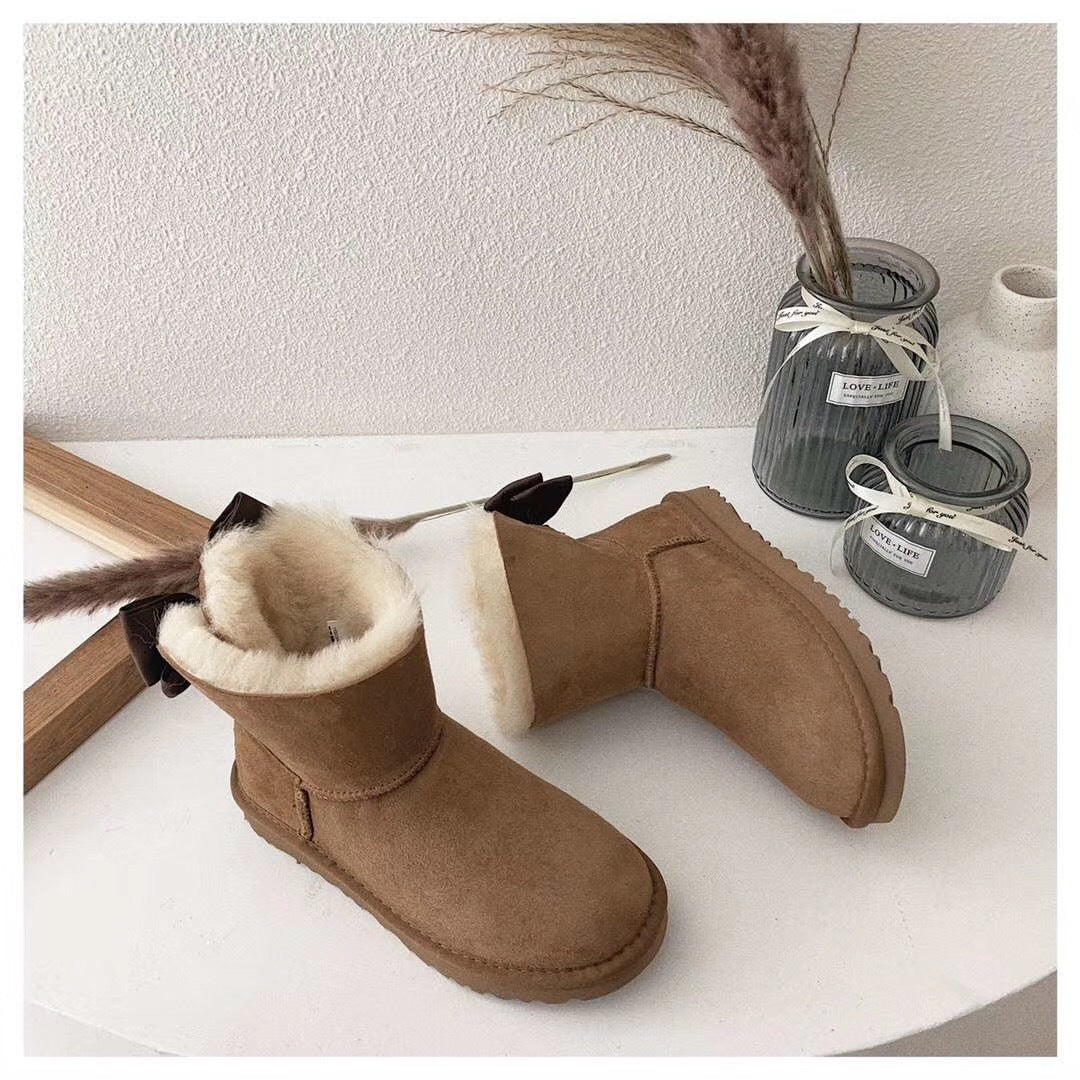 3130 Chestnut Bow-Detail Ankle Boots