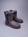 2480 Gray Side-Zip Mid-Calf Boots