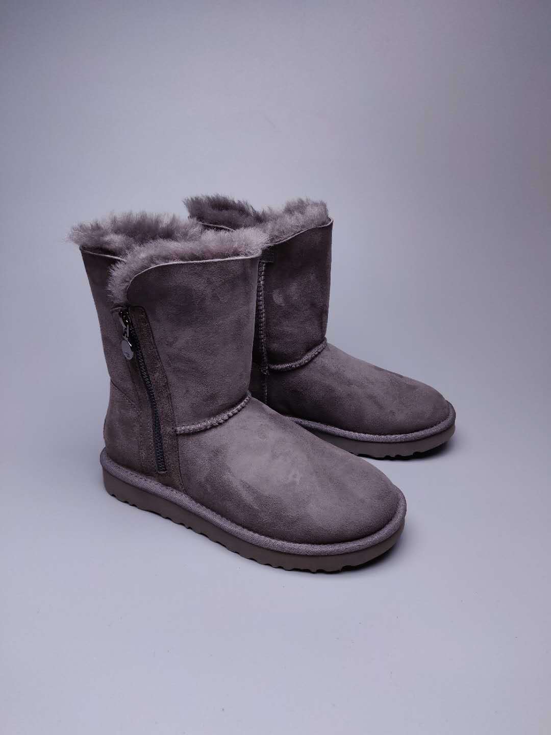 2480 Gray Side-Zip Mid-Calf Boots
