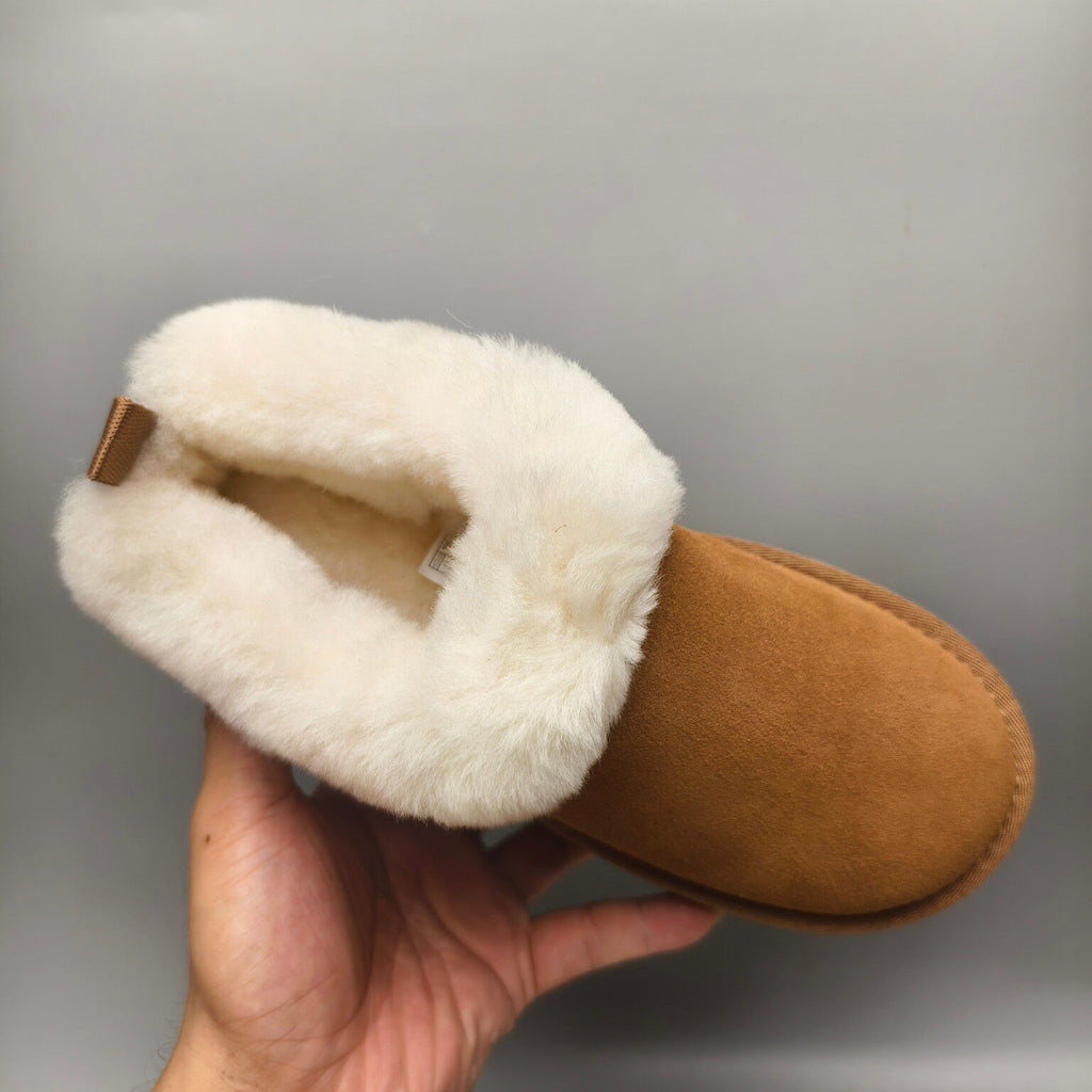 1393 Chestnut Suede-Look Platform Slip-On Shoes