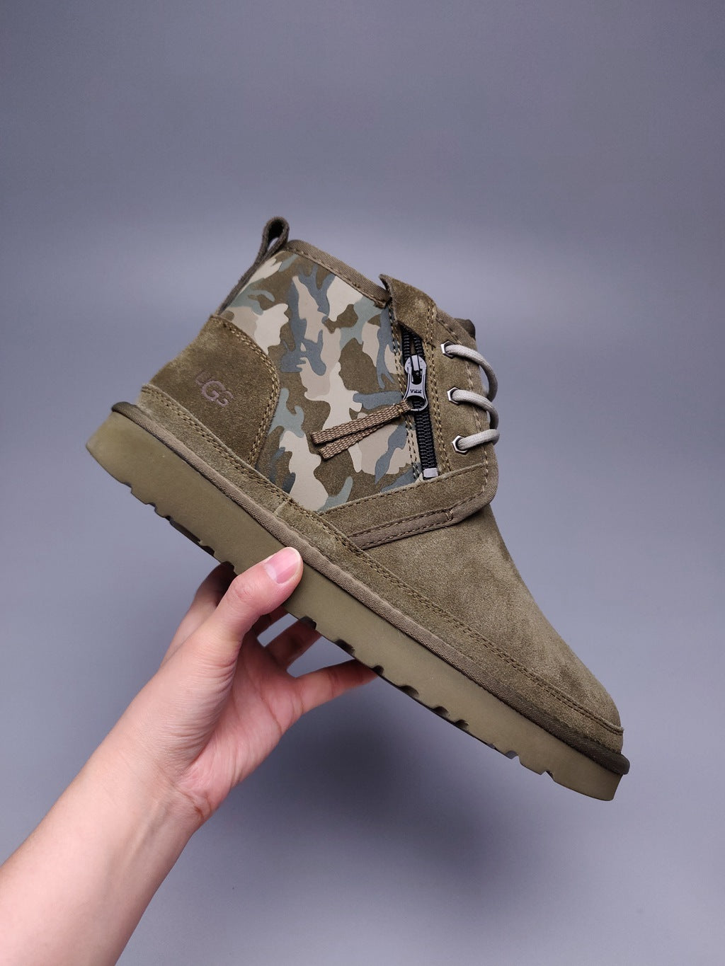 4193 Men's Army Green Colorblock Camo Shoes