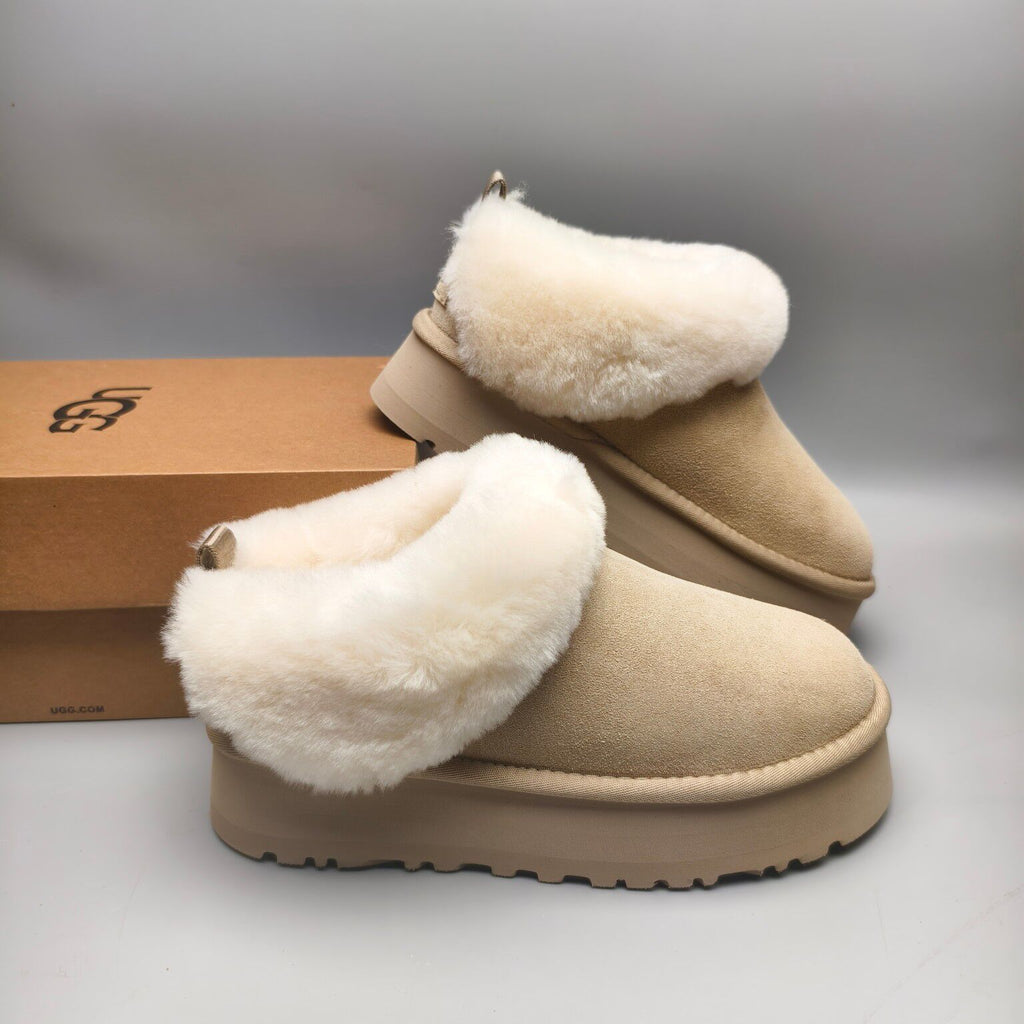 1393 Sand Suede-Look Platform Slip-On Shoes