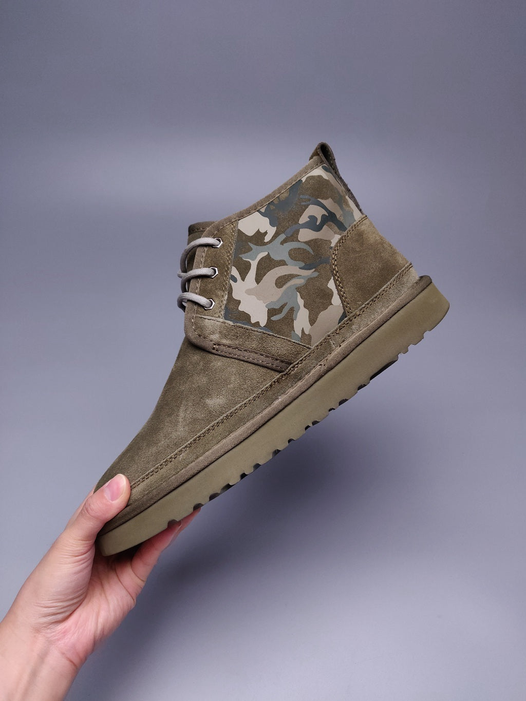 4193 Men's Army Green Colorblock Camo Shoes