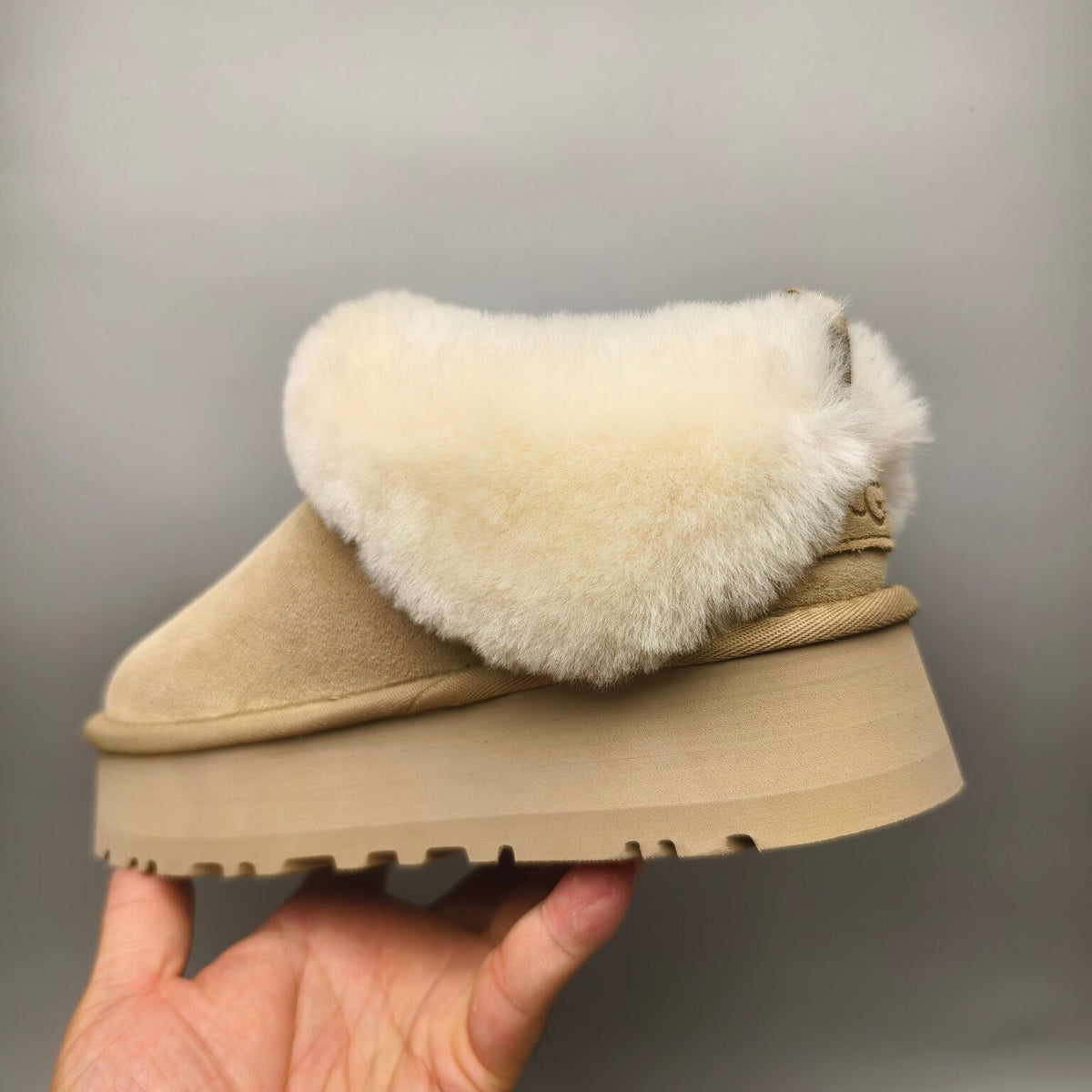 1393 Sand Suede-Look Platform Slip-On Shoes