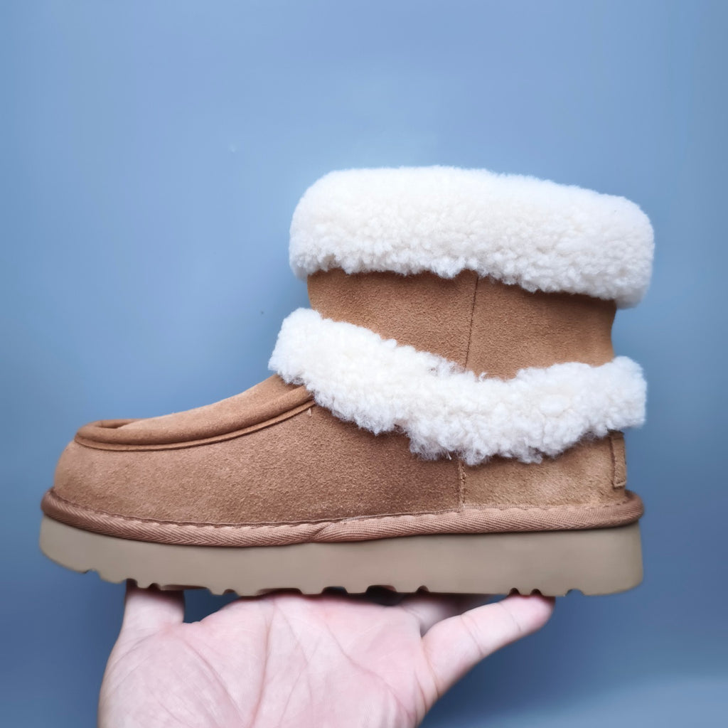 5410 Chestnut Curly-Texture Large-Logo Mid-Top Boots