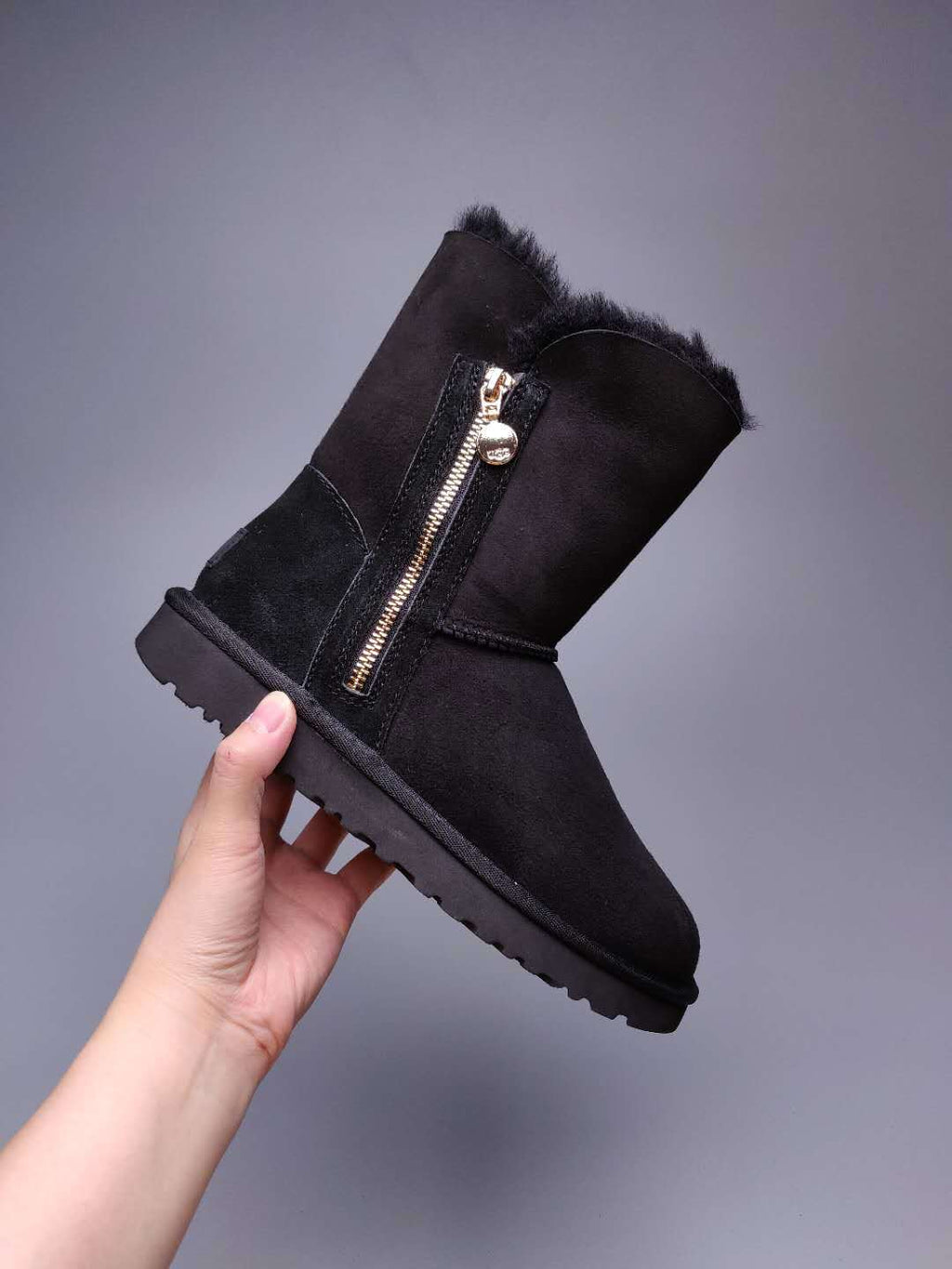 2480 Black Side-Zip Mid-Calf Boots