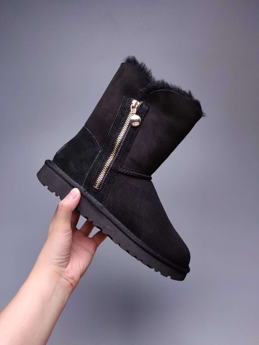 2480 Black Side-Zip Mid-Calf Boots