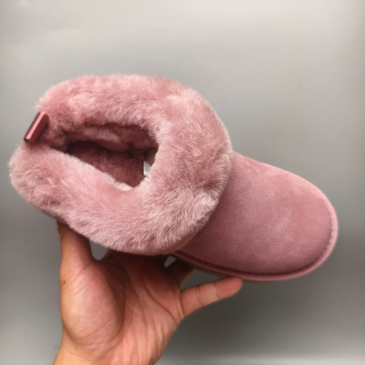 1393 Pink Suede-Look Platform Slip-On Shoes