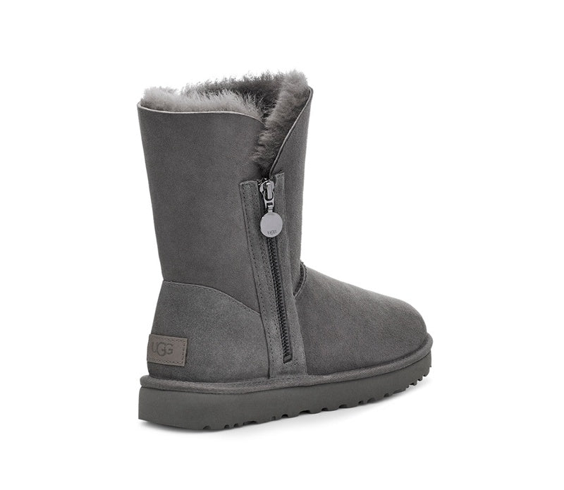 2480 Gray Side-Zip Mid-Calf Boots