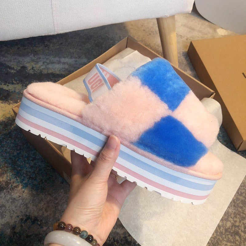 3490 Pink Colorblock Platform Sandals