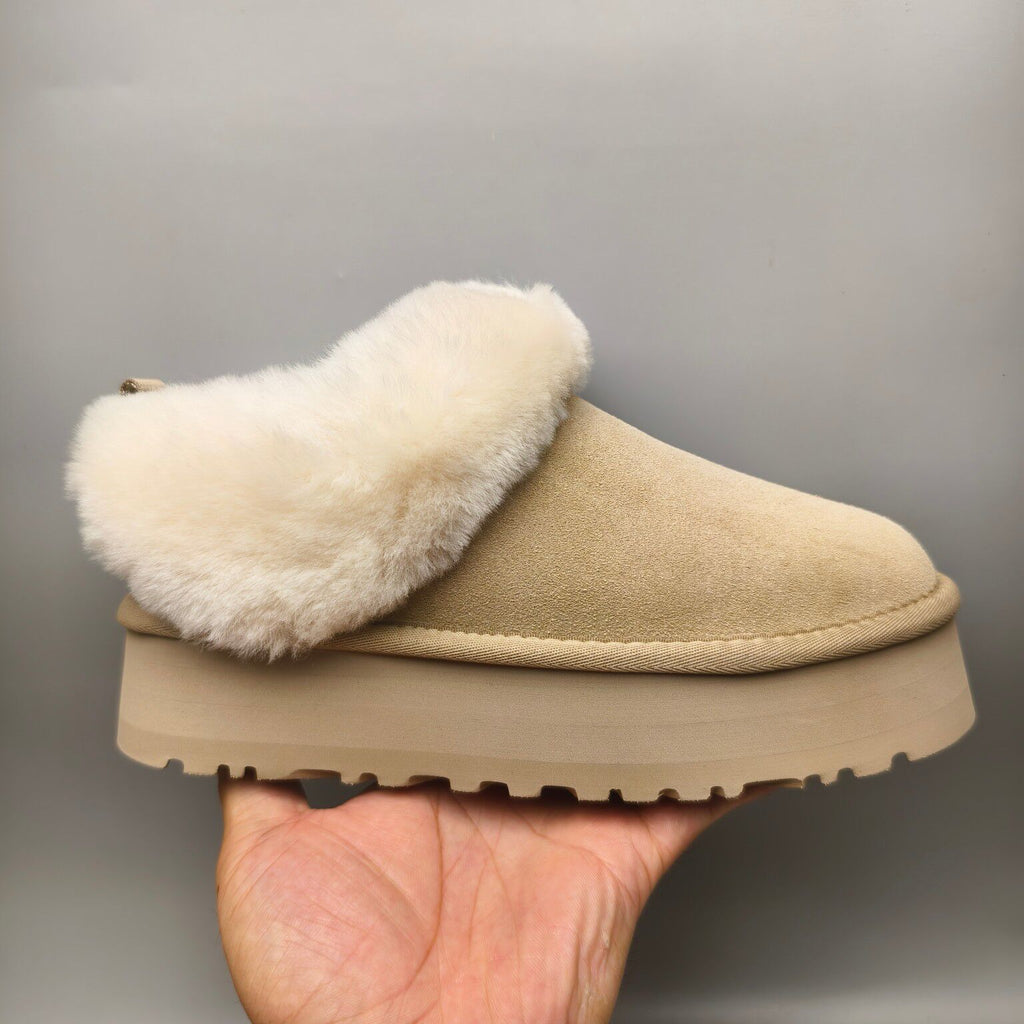 1393 Sand Suede-Look Platform Slip-On Shoes
