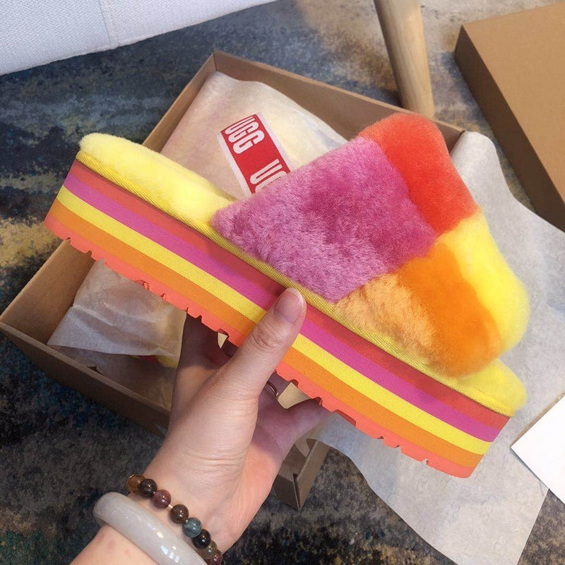 3490 Yellow Colorblock Platform Sandals