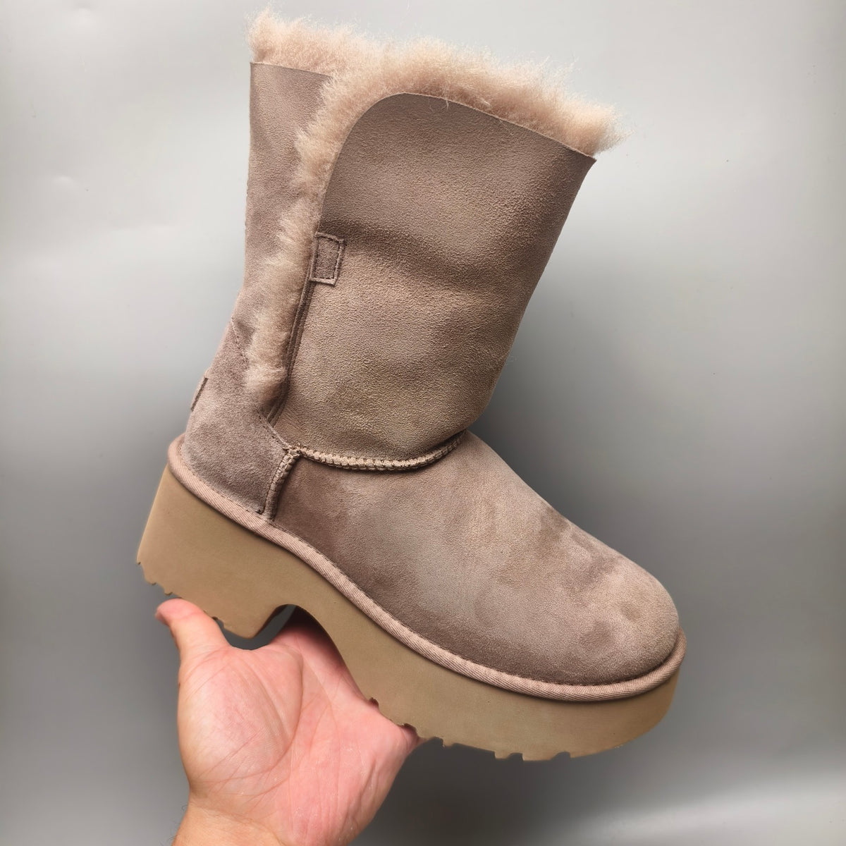 1533 Women's Walnut Brown Platform Wedge Mid-Calf Boots