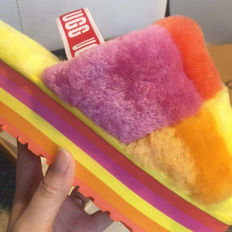3490 Yellow Colorblock Platform Sandals