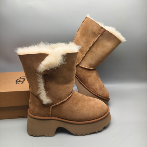 1533 Women's Chestnut Platform Wedge Mid-Calf Boots