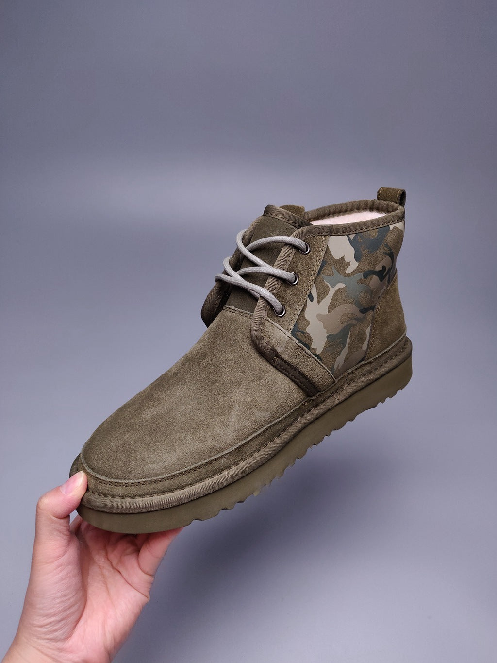 4193 Men's Army Green Colorblock Camo Shoes