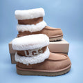 5410 Chestnut Curly-Texture Large-Logo Mid-Top Boots